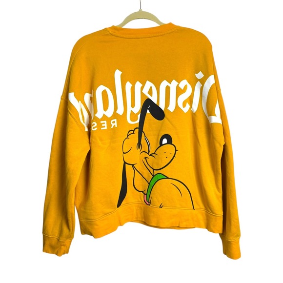 Disneyland Resort Pluto Large Graphic Sweatshirt Yellow Pullover Top Size L - Picture 3 of 6